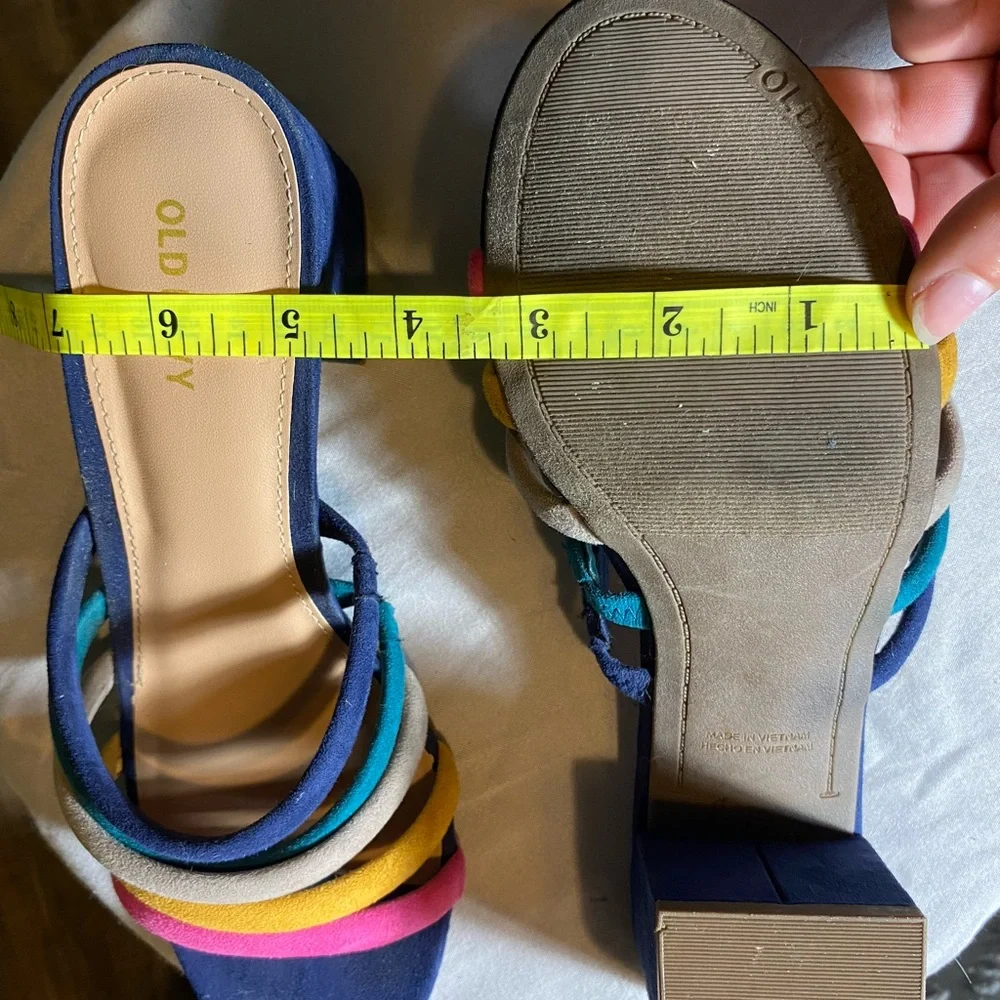 Rainbow Summer low heel sandals open toe mule kitten heel chunky heel - Picture 5 of 6